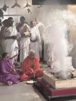 Pradhana Homa and Purnahuti of Shat Pranava Mahamrityunjaya Homa at SCM Shirali (15 Feb 2024)